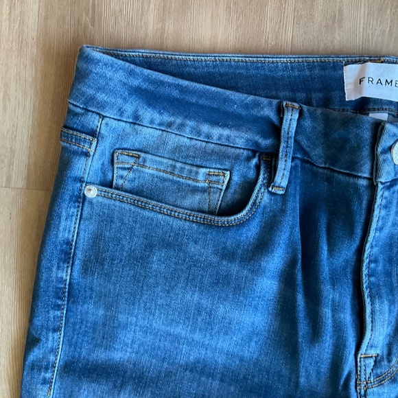 NWT Anthropologie Frame Le Mini Boot Jeans mid wash denim jeans flare plus sz 33 - Picture 8 of 14